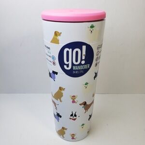 Go! Wanderer 24 Oz. Insulated Travel Cup Dog Design Dishwasher Safe~ No Straw